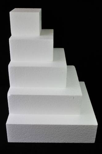 10" Square Cake Dummy, 75mm deep, Polystyrene